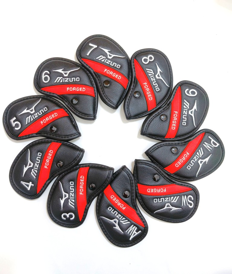 Golf Equipment Set - ปลอกคลุมไม้กอล์ฟ Mizuno ทำจากหนัง PU คุณภาพสูง ชุดปลอกคลุมหัวไม้เหล็กและพัตเตอร์